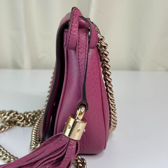 Gucci GG Logo Pink Soho Chain Shoulder Bag Crossbody with Tassel Detailing - Picture 4 of 10